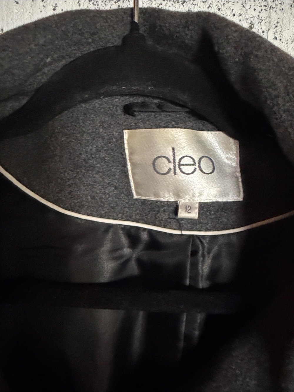 CLEO WOOL Gray Double-Breasted Pea Coat,12 - Picture 11 of 14